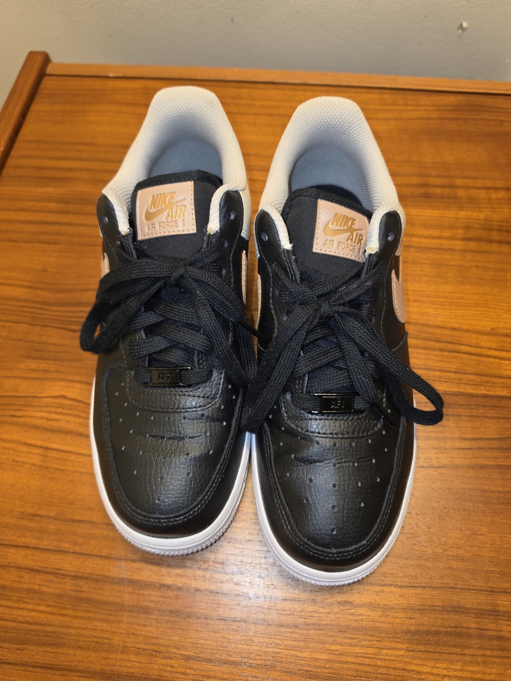 Nike Air Force 1 Women's Sneakers - Black with Light Pink Accents